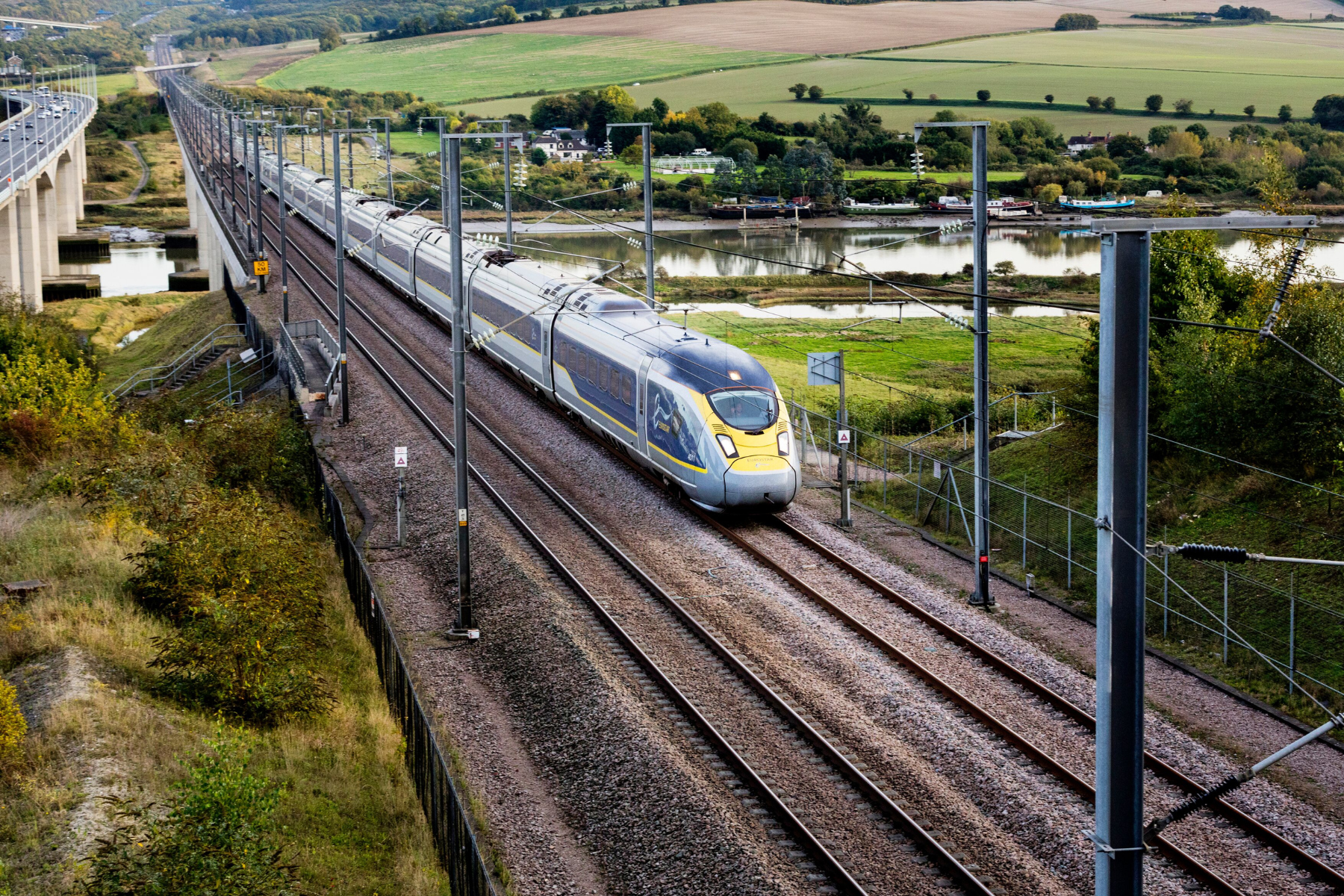 Eurostar train moving